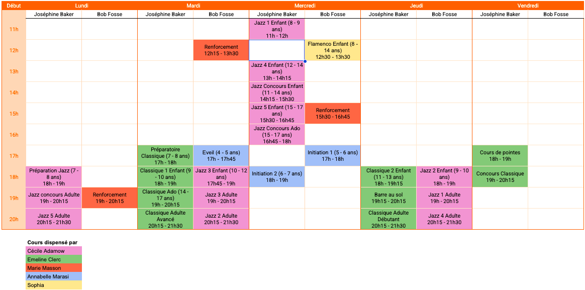 Planning cours 26 27